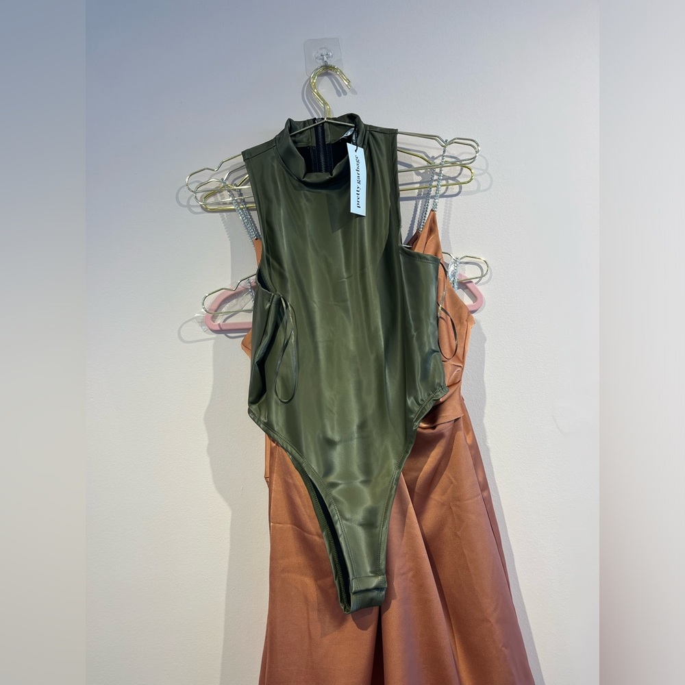 Olive Green Turtle Neck Bodysuit - NWT - Pretty Garbage - Size Medium